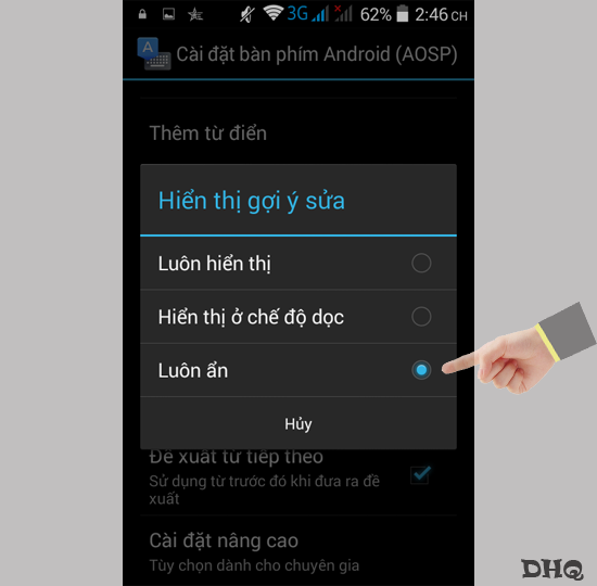 Chọn Luôn ẩn